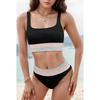 Women High Waisted Bikinis Sets Tummy Manage Swimsuits Color Block Two Pieces Bathing Suit Summer Swimwear Bikini