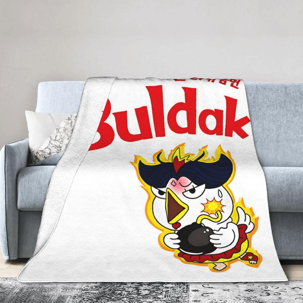 Buldak Ramen Chicken Flannel Blanket Autumn  Super Warm Throw Blanket for Kids Living Room Pattern Bedspread Sofa Bed Cover