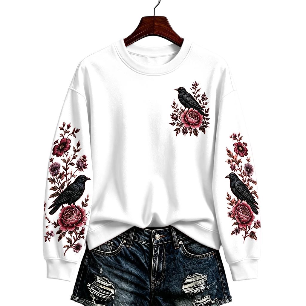 Women's Halloween Pullover Sweatshirt Casual Printed Long Sleeve Top
