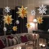 2025 Christmas Snowflake Decor 6Pcs 3D Paper Snowflake Hanging Ornaments for Christmas Tree Winter Wonderland Home Decor