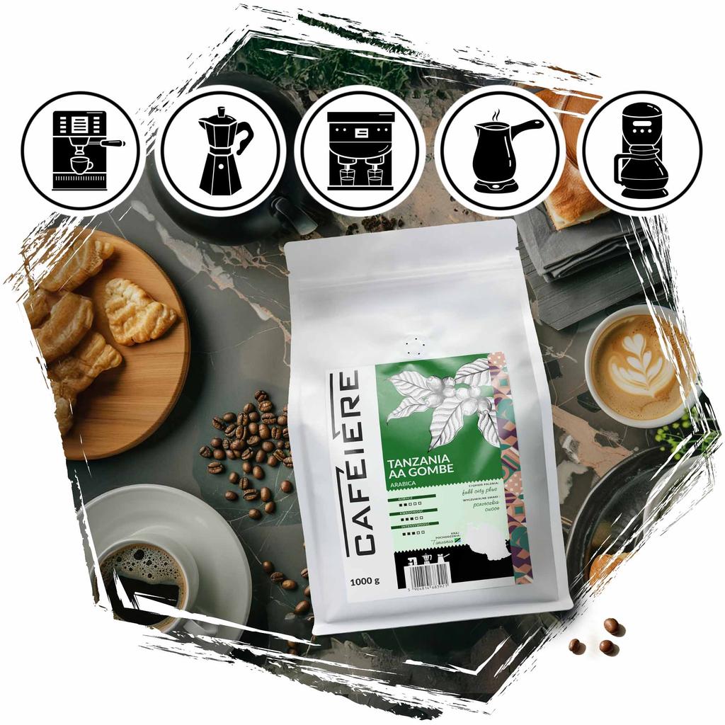 Coffee beans cafeiere Arabica Tanzania AA Gombe, 1kg
