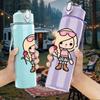 1PC Blonde Doll Girl Cute Cartoon Print 750ml Color Plastic Sports Water Bottle Leakproof Flip Straw Lid Suitable for Sports Office Home Use