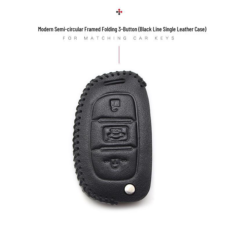 Hyundai Genuine Leather Key Case for Santa Fe, ix35, Mistra, Elantra, Reina, Veloster, Sonata