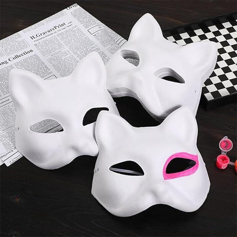 3/5PCS Paper Cat Mask Animal Masks for Crafts Fox Mask Therian Room Decor