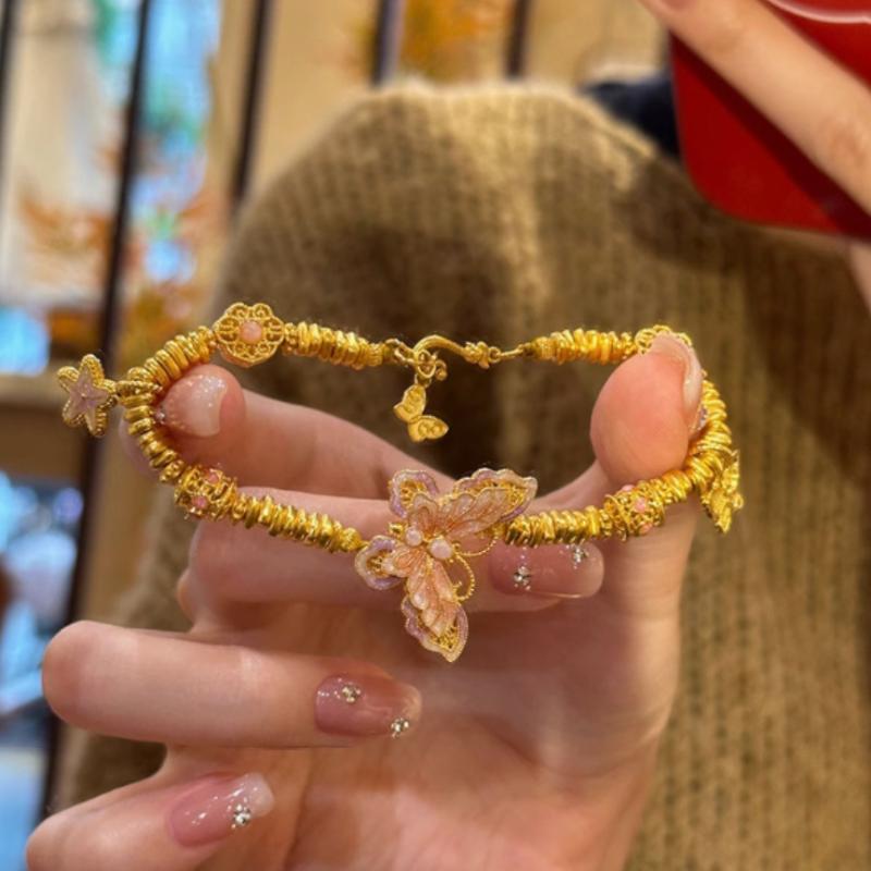 Enamel Butterfly Bracelet For Women Gold Color Bracelets Sweet Party Birthday Jewelry Gift