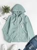 Women's Casual Solid Color Sports Hooded Zipper Jacket Sweatshirt Cardigan Top