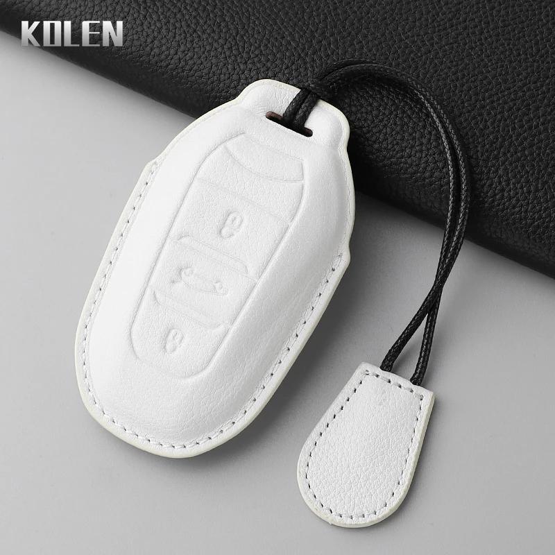 Genuine Genuine Leather Auto Key Fob Cover Case Fit For Peugeot 2008 3008 4008 5008 308 408 508 Citroen C1 C2 C4 C6 C3-Xr Picasso Grand Ds3 Ds5