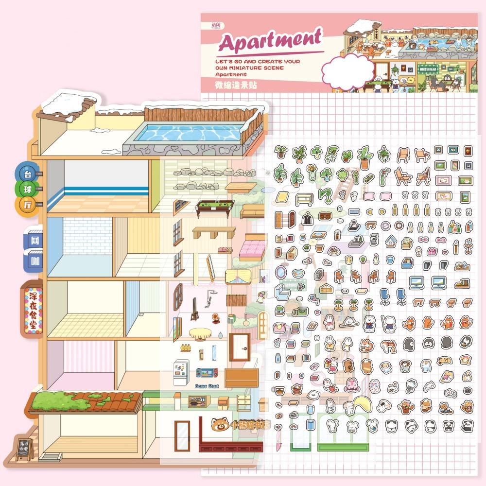 Forest Village 3D Landscape Sticker Paper Multi-functional Cabin Scene Game Stickers  Children/Kids