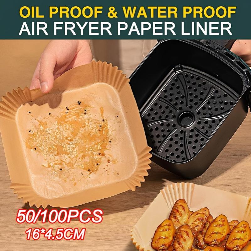 50/100/150/200Pcs Air Fryer Paper Liner Square Air Fryer Reusable Non-Stick Parchment Papers Oil-Absorbing Paper Air Fryers