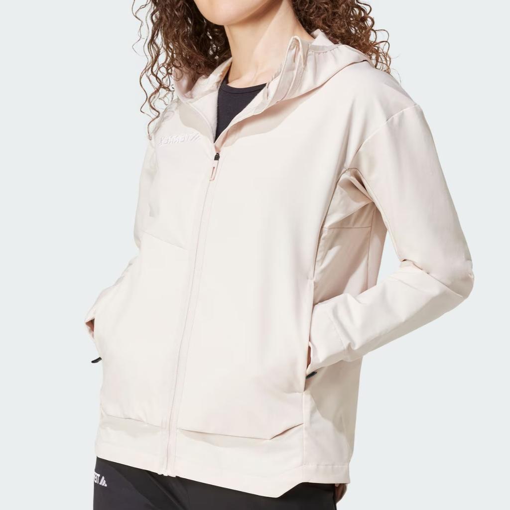 Adidas Terrex Multi Softshell Jacket Solid Color Hooded Outdoor Sports Softshell Jacket Women Jacket Purple Pink IX1485