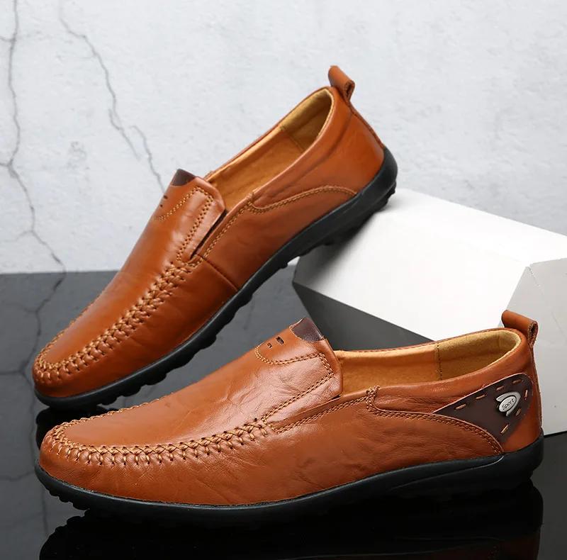 

Мужские кожаные туфли Мужские весенние лоферы Slip on Деловые повседневные кожаные туфли Классические мягкие мокасины Hombre Дышащие туфли на плоской подошве 37
