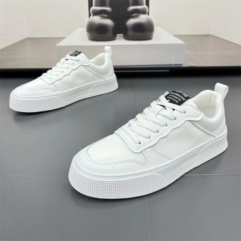 Men's shoes 2025 new summer breathable canvas shoes men's low-top sports and leisure board shoes trendy versatile little white shoes