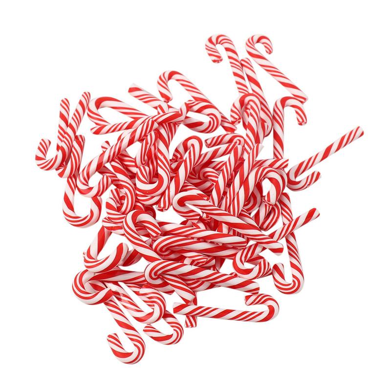 Good-150Pcs Red And White Handmade Christmas Candy Cane Kawaii Miniature Food Dollhouse Home Decor