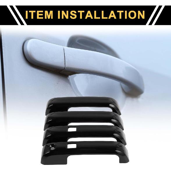 4pcs Exterior Door Handle Cover Car Door Handle Protector for Ford F-150 2015-2020 Car Door Handle Protector with Keypad ABS Black