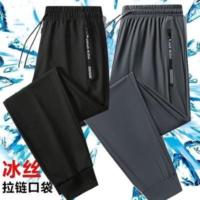 Nylon Eisseide Hose Herren Sommer Reißverschluss Schnelltrocknend Elastisch Große Größe Sport Leggings Freizeithose