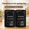 Black No-Tear Drawstring Garbage Bags with Handles, Thickened Leak-Proof Material, Bottom Pull-Out, Pack of 50 for Home Use.