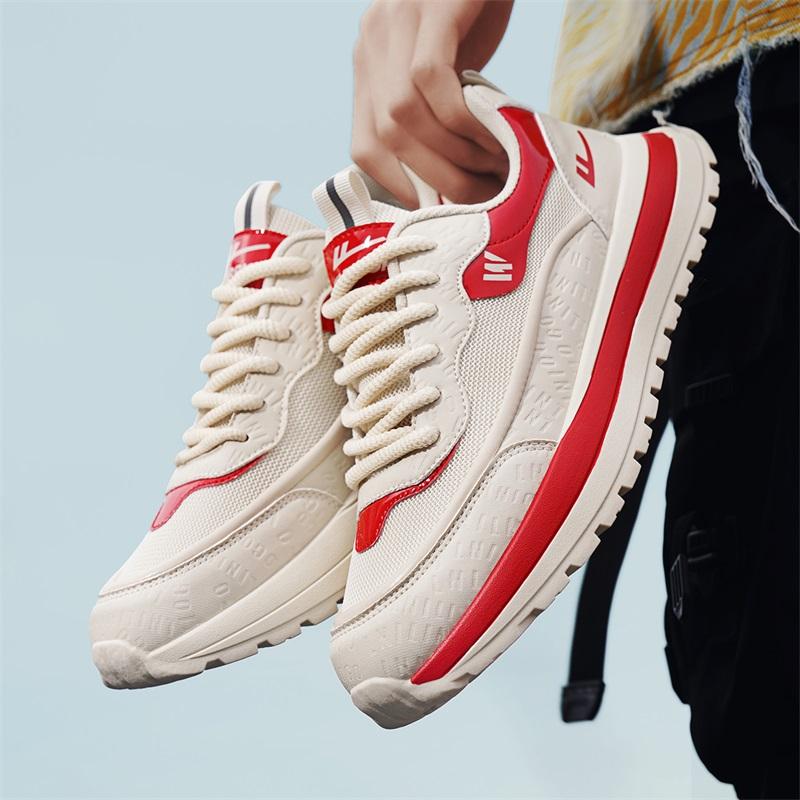 Warrior Fashion Versatile Sports Casual Daily Commuting Lightweight Breathable Non-Slip Low-Top Lifestyle Shoes Men sneaker Light-Red WXY(S)-4794N01
