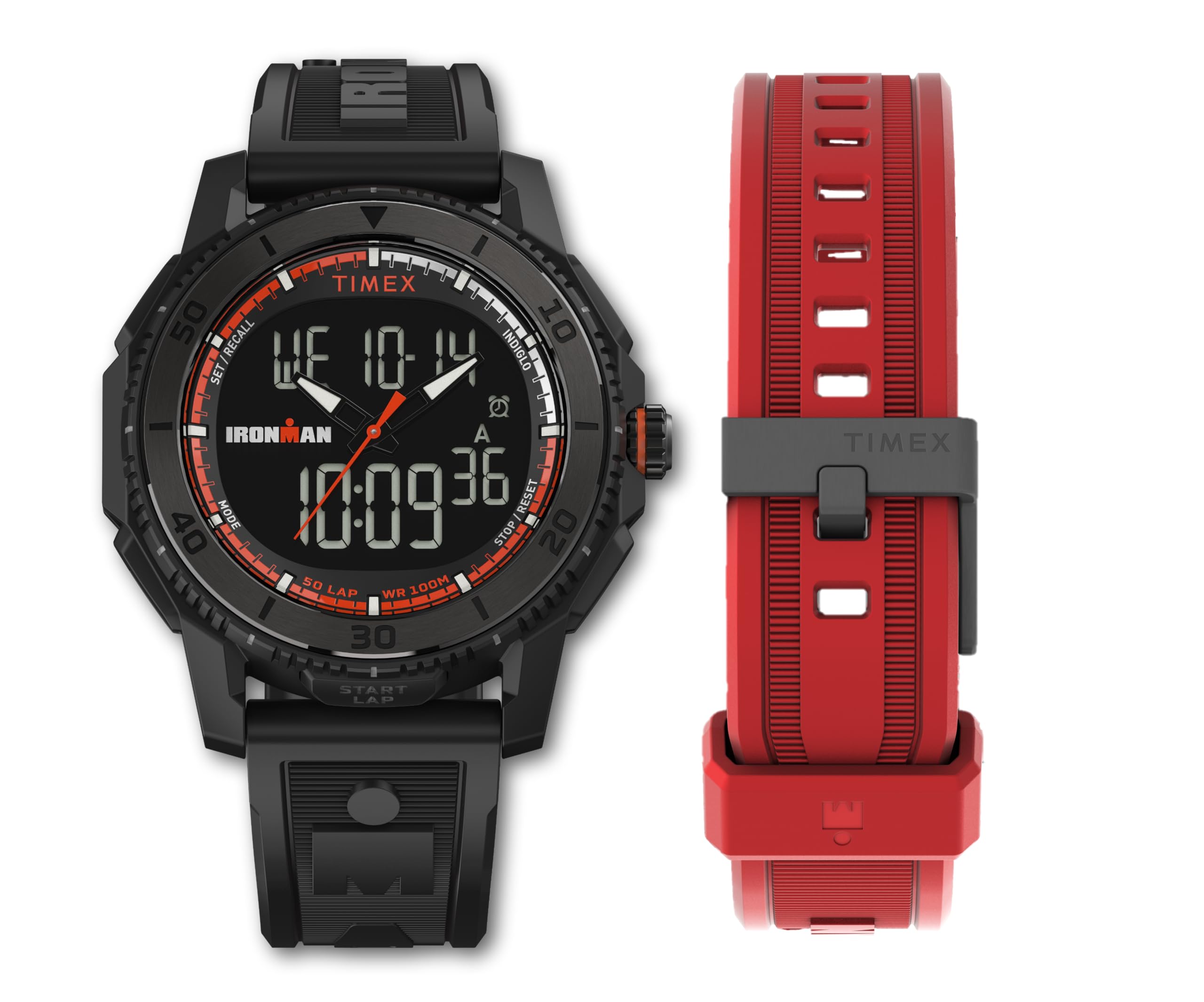 

Timex Men s Adrenaline 46mm Watch, Black/Red/Digital/Black. , digital.