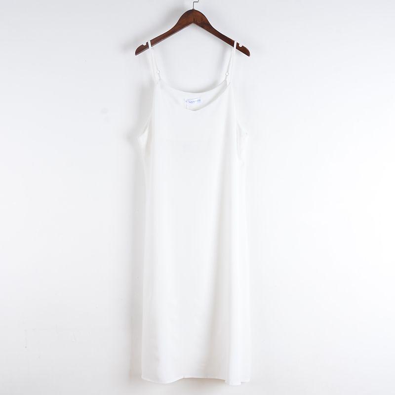 

Sleeveless Chiffon A-Line Dress - Women s Knee-Length Solid Color Skirt for Summer Commutes S (80-95 Jin) белый