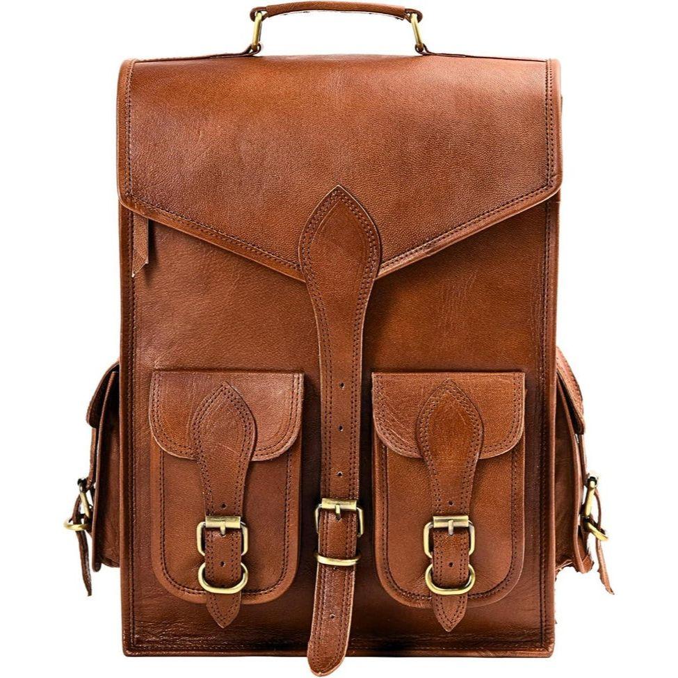 

Рюкзак из козьей кожи ручной работы – Винтажная сумка для ноутбука для мужчин и женщин, для путешествий, походов, колледжа, работы 16 x 12 x5 in