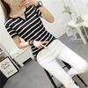 Summer Striped Tshirt Womens Vneck Casual Female Top