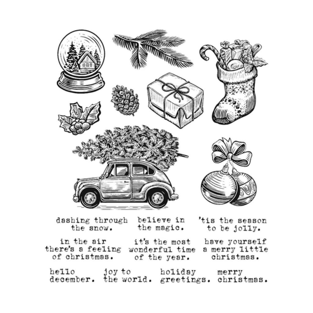 Christmas Cartoon Retro Stamp Cut Transparent Stickers for Journal Decoration DIY