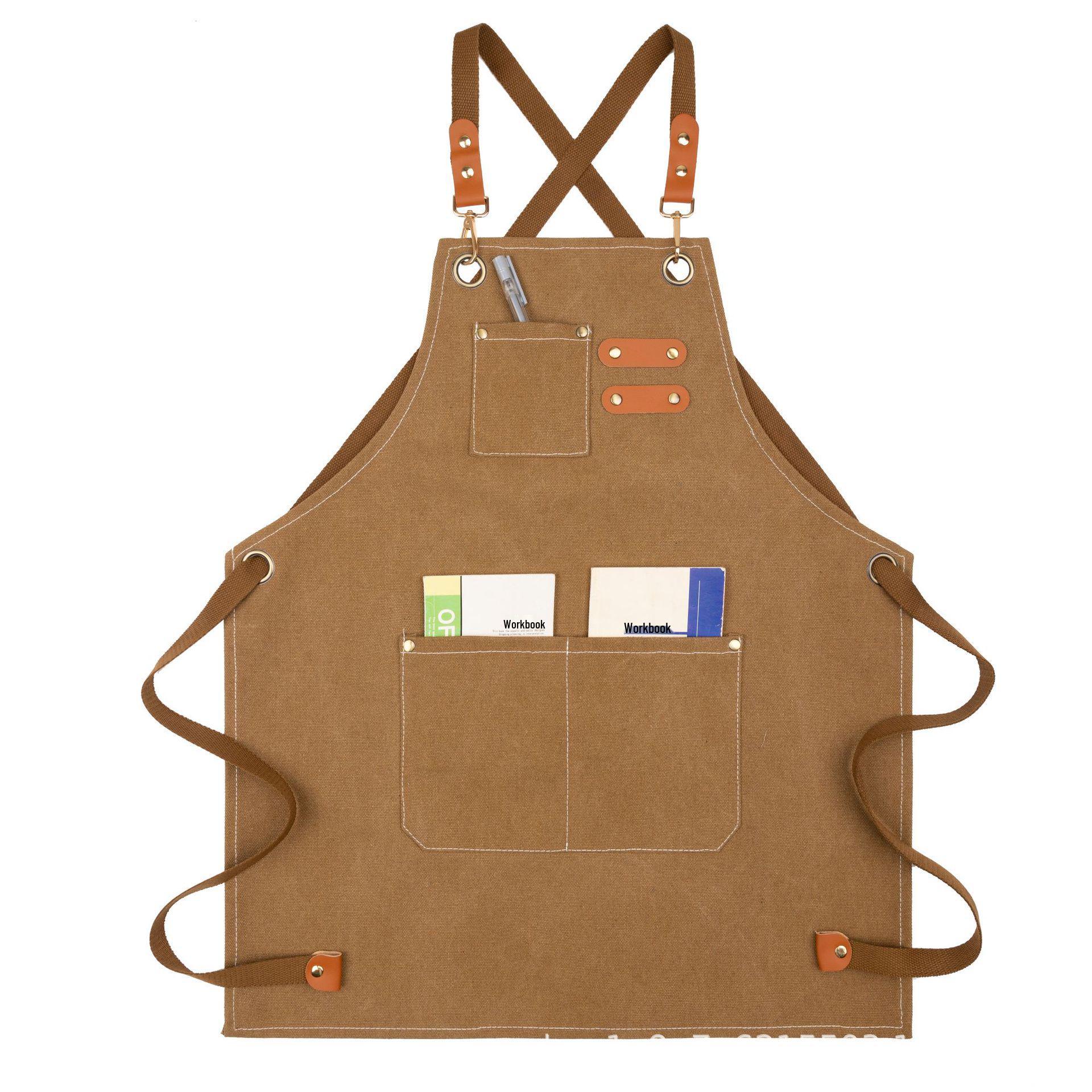 Children s Canvas Multi-Purpose Apron for Painting, Gardening, and Dining. коричневый