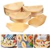 50 Peças Barquinhos de Servir de Madeira 12X6X3Cm Bétula Natural Bandeja Descartável para Petiscos Lanches Aperitivos Formato de Casamento