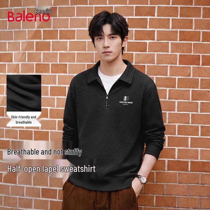Baleno Men s Waffle Lapel Pullover Sweatshirt M