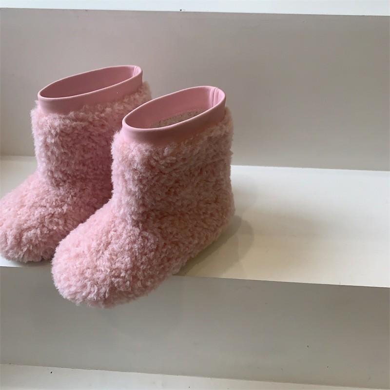 Girls Winter Snow Boots Toddlers Kids Warm Fleece-Lined Short Ankle In PU Leather Rubber Sole