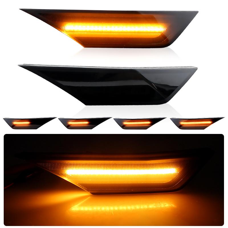 2PCS For 10th generation Honda Civic 2016-2020 Clear & Smoked LED Side Blinker Indicator Marker Light Black Smoked Lens