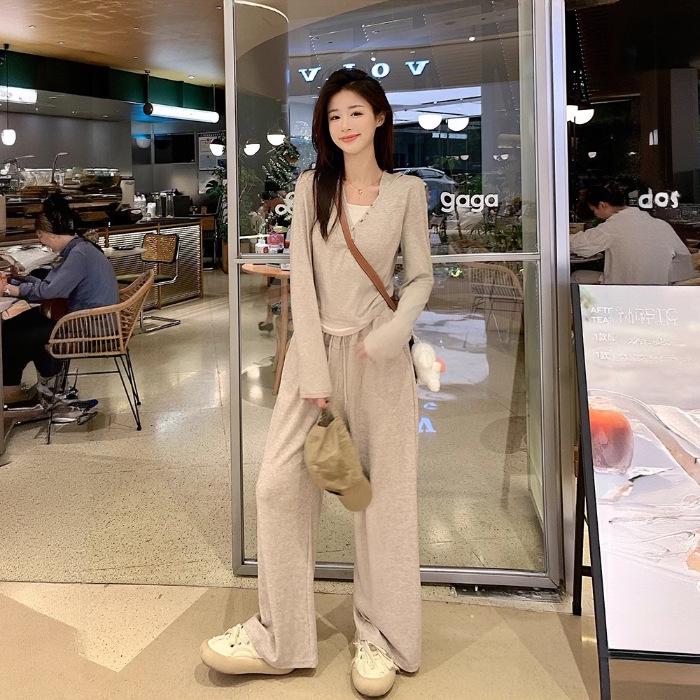 

Women s Korean-Style Hooded Sweatshirt and Long Pants Set - Slimming, Casual, Trendy Two-Piece for Spring and Autumn XXL