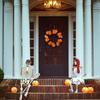 11 Inch Halloween Front Door Wreath Hanging Garland Artificial Maple Leaf Bat Wreath for Wall