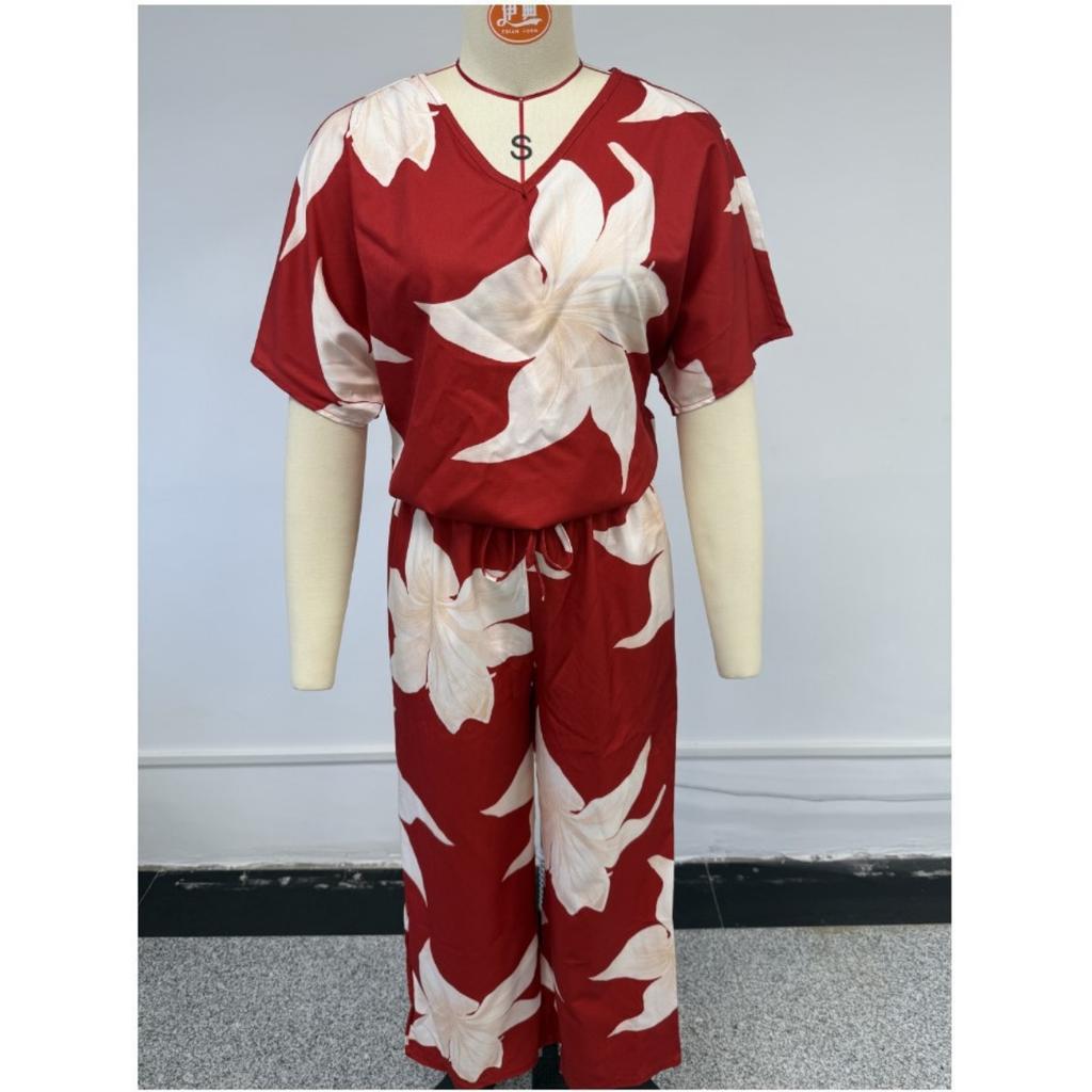 Summer Spring Printed Lightweight Fashion Comfortable Casual Short Sleeve Two Piece Set For Women European American Crossbody Apparel