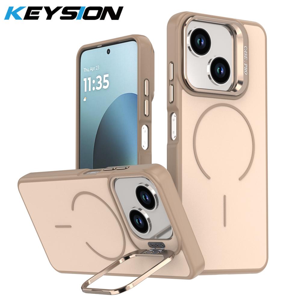 KEYSION Matte Hautgefühl Linsenständer Handyhülle für Magsafe für ZTE Blade A35E Magnetische Stoßfeste Rückabdeckung für ZTE Blade A35E