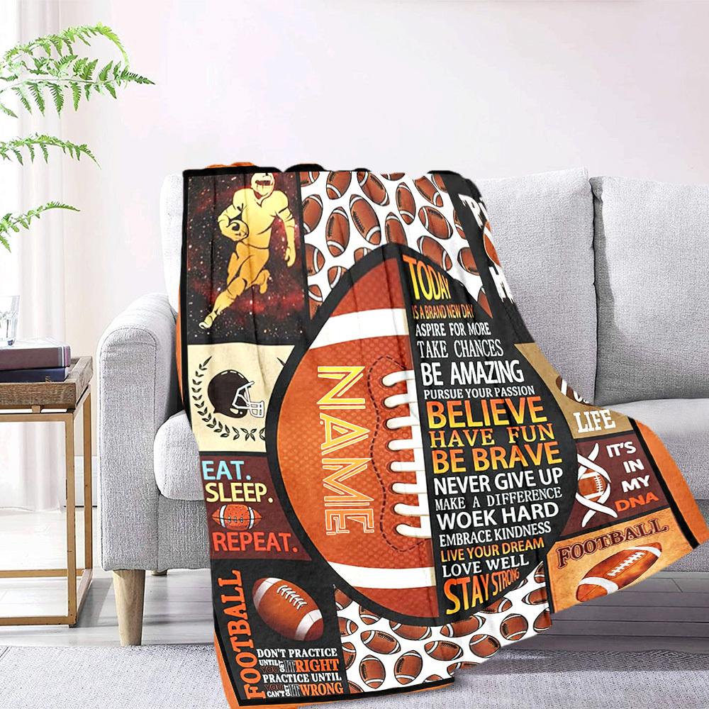 Football Theme Home Customize Your Name Blanket Comfortable Soft Lightweight Allseason Multipurpose Blanket For Picnics Sofas Offices Beds Living