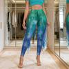 Women Leggings Slim Fit High Waist Mermaid Print 3D Gradient Fish Scale Pattern Side Fishtail Detail Yoga Pants Daily Wear