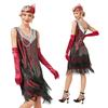 European and American retro V-neck double-layer fringed dress, Gatsby cocktail ball sequined beaded dress