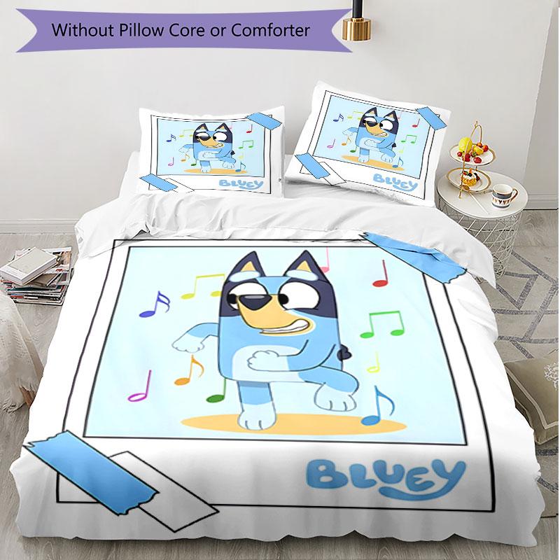 3pcs Duvet Cover Set (1*Duvet Cover + 2*Pillowcase, Without Core), Bluey Print Soft All‑Season Bedding Set, Home Bedroom Decor Gift