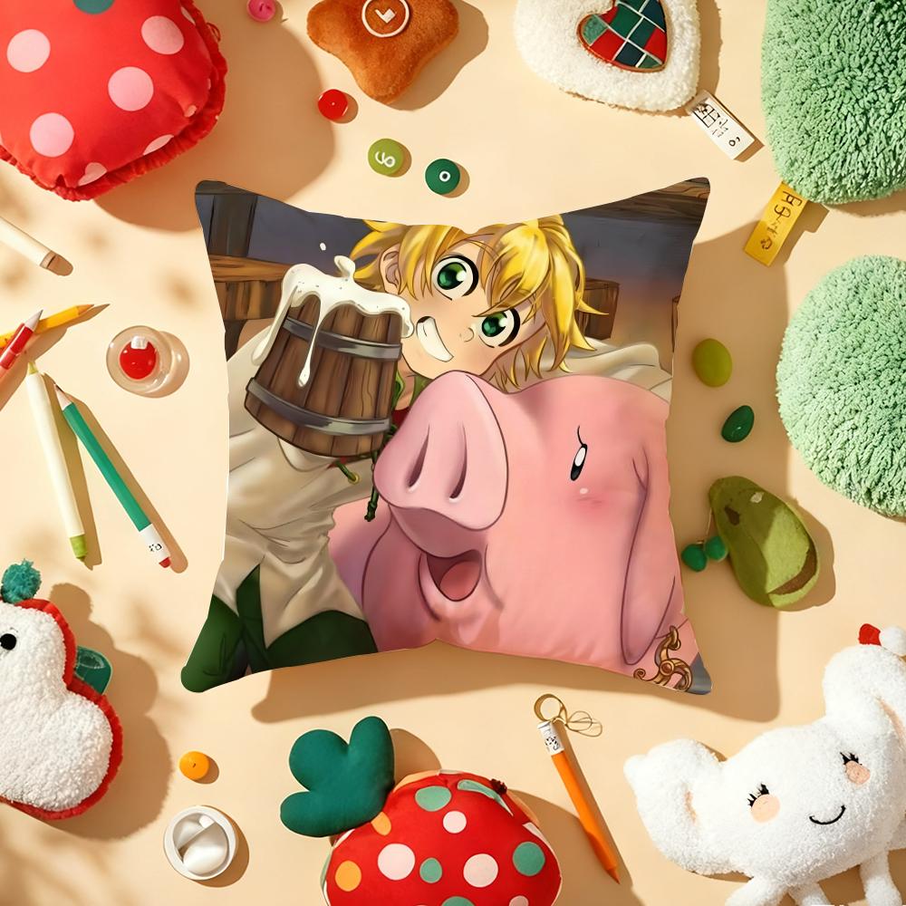 Anime DDeadly SSins Cushion Cover Plush Fabric Soft DoubleSided Printed Sofa Warm Winter Home Gift Pillow Cover