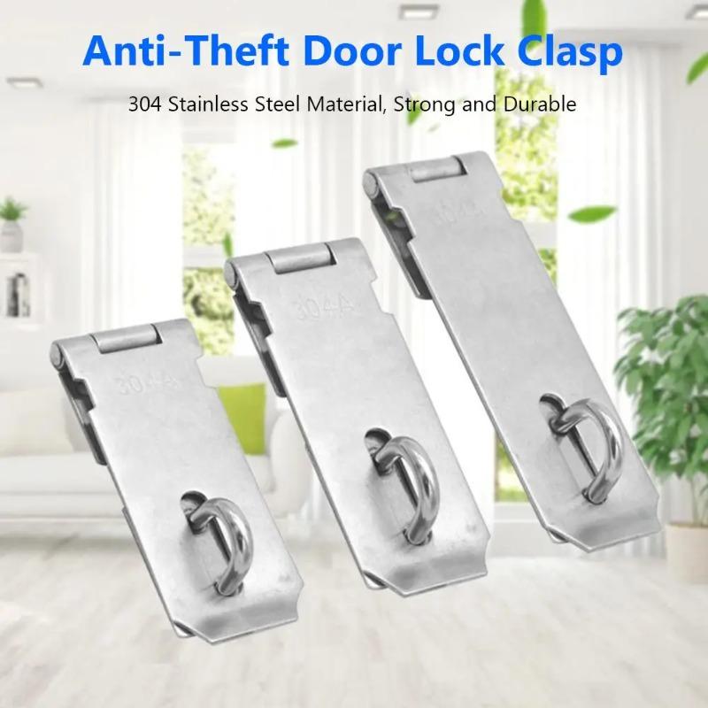 New Padlock Clasp Door Lock Anti Theft Buckle Hardware Window Staple Hasp Staple Stainless Steel Shed Latch 2/3/4/5inch Comes With Free Screws