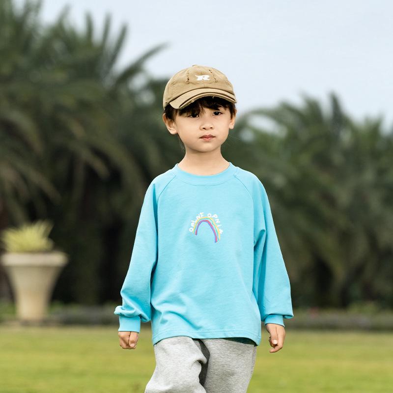 Nausicaa 2025 Spring Rainbow Letter T-shirt for Kids – All-match Loose Top for Boys & Girls