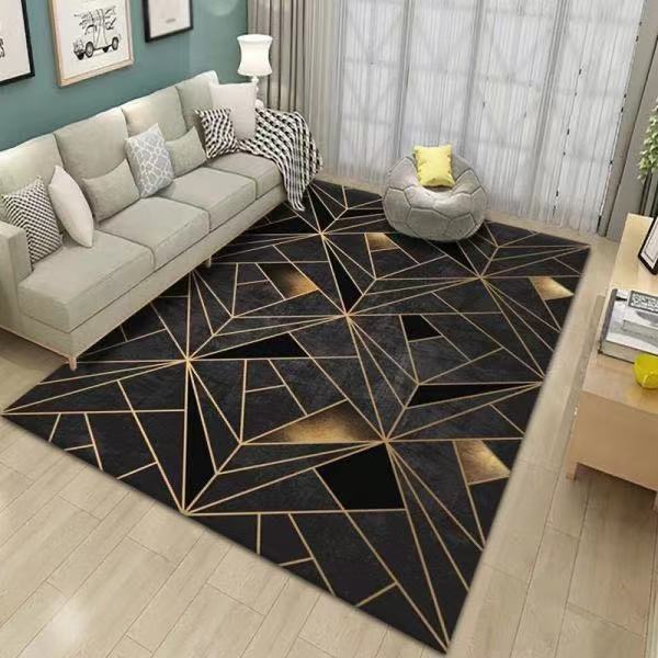 Living Room Geometric Carpet Floor Mat Modern Black Fashion Lines Living Room Carpet