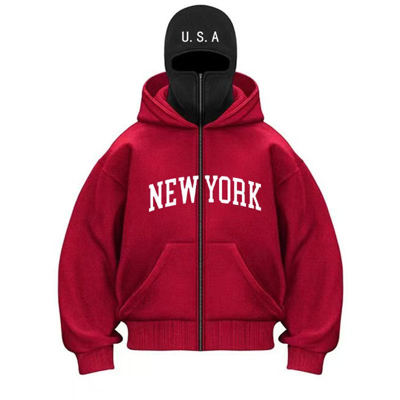 2025 Spring and Autumn Men's Hoodies Integrated Hoodie Ninja Hoodie Hip Hop Splicing Y2k Retro