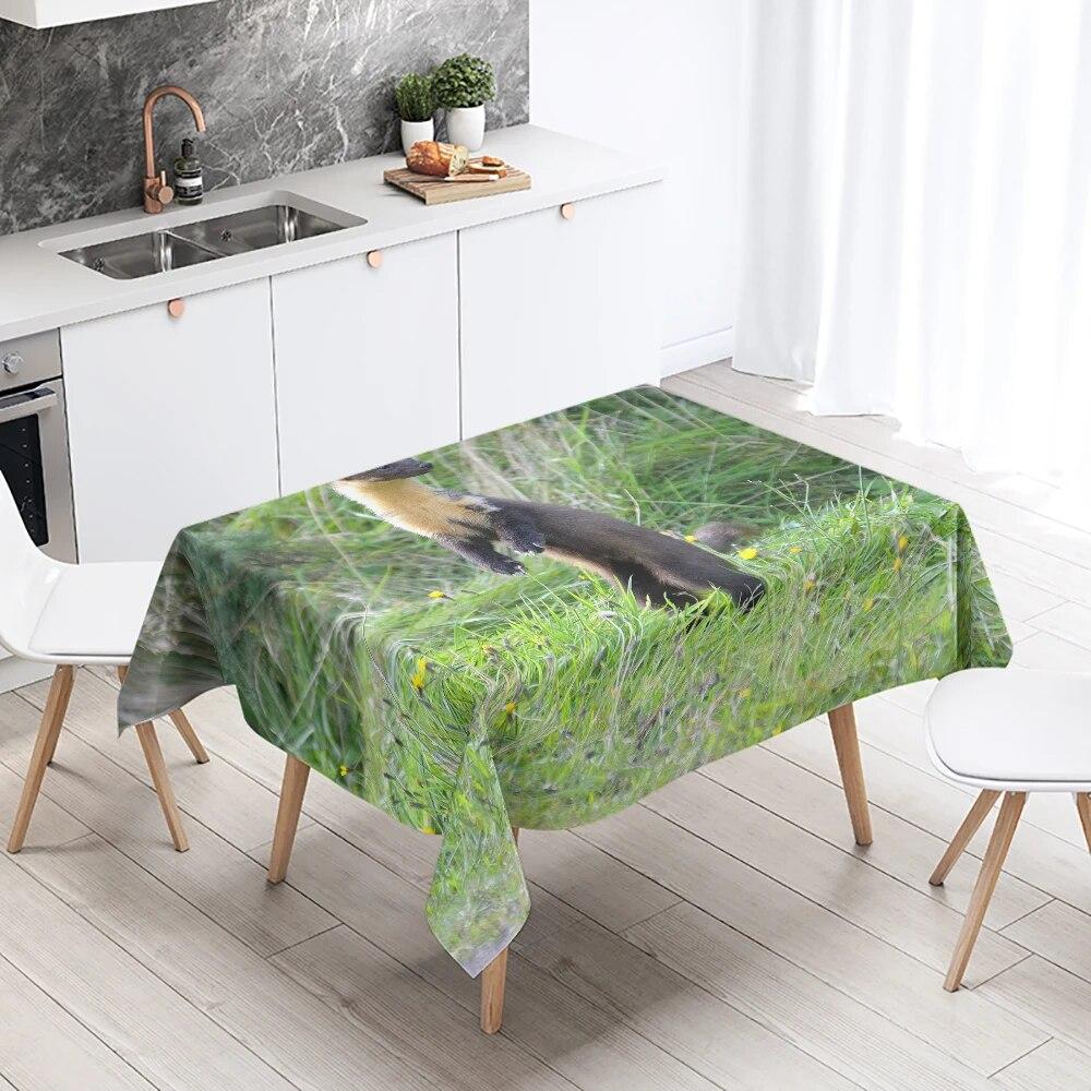 Cute Mink Animal Tablecloth Party Restaurant Table Decoration Waterproof Rectangular  Kitchen New Home