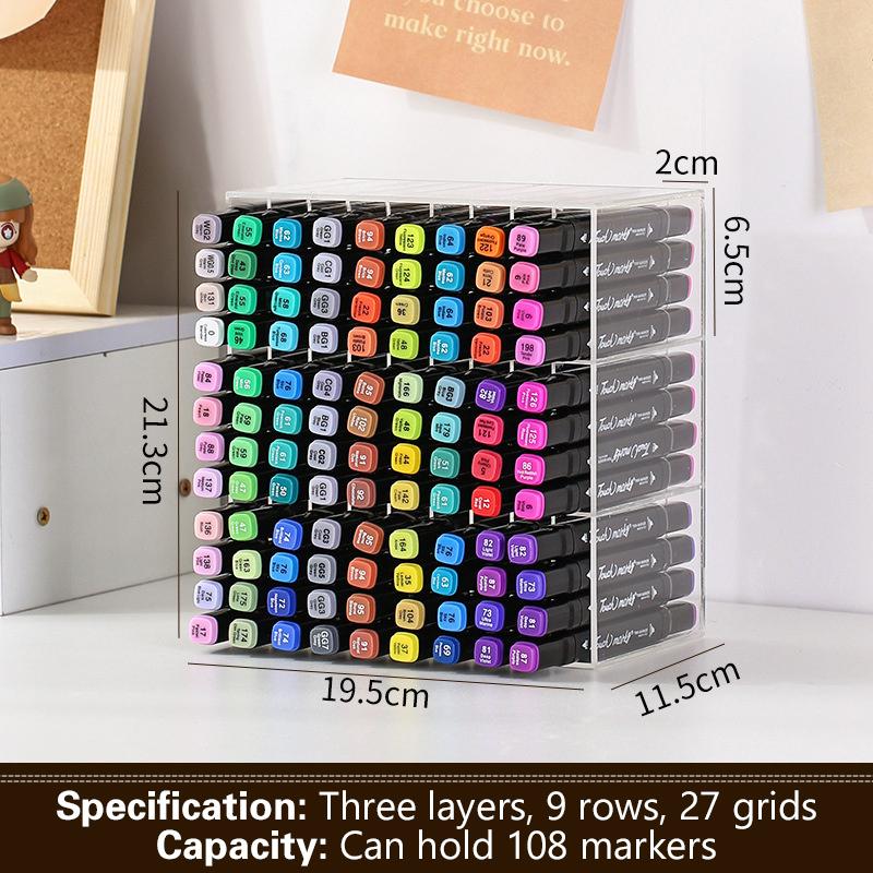 

Органайзер для маркеров большой вместимости, многослойное хранение маркеров, акриловый настольный органайзер, держатель для канцелярских принадлежностей, офисные школьные принадлежности