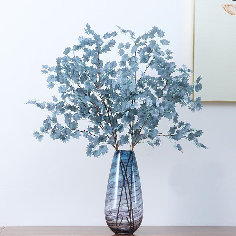 

Кленовый лист Цветок Свадебное украшение для отеля Искусственный цветок Материал Свадебный реквизит Ручной букет 94cm синий