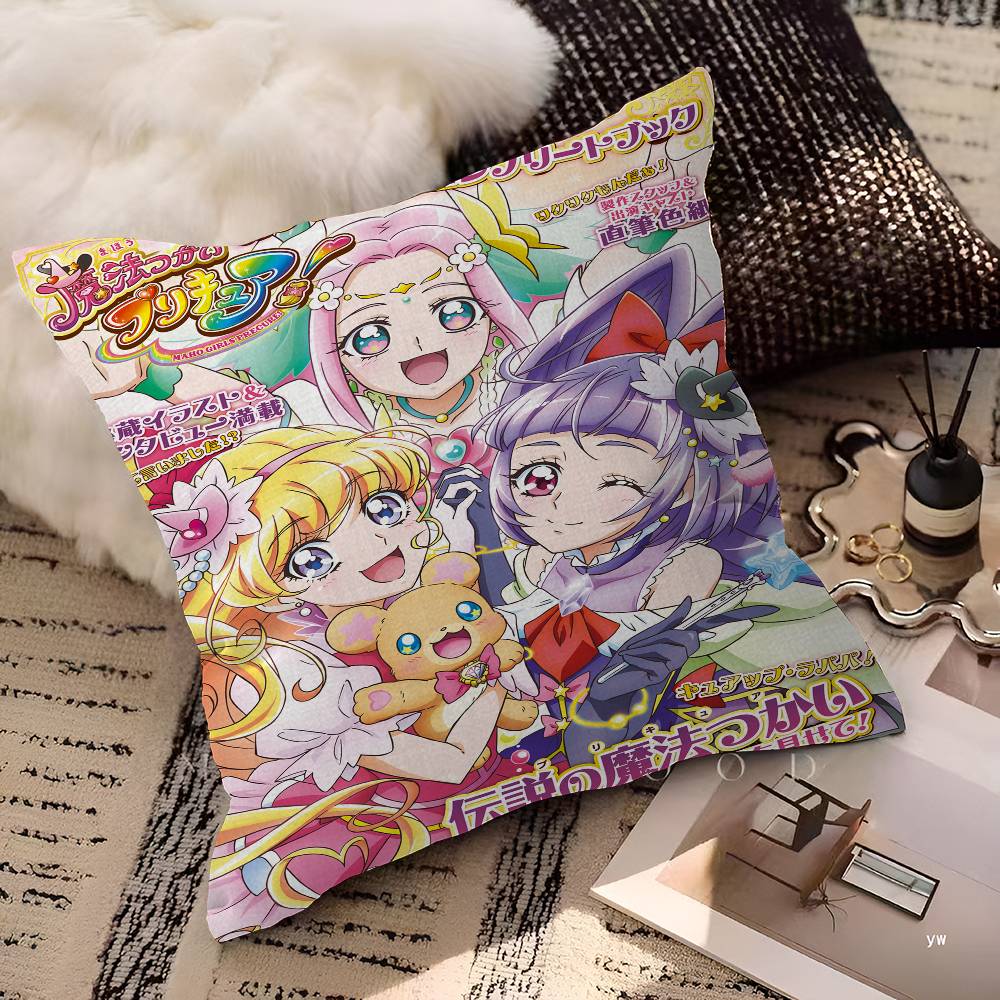 Precure Anime Pillow Covers Cartoon Sofa Decorative Home Double-sided Printing Short Plush Cute Cushion Cover