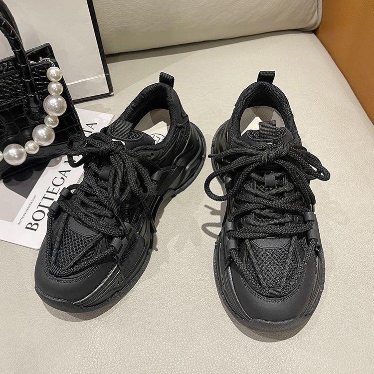 Summer autumn and winter new round head fashion muffin with lace-up velvet casual 35 чёрный 3819₽