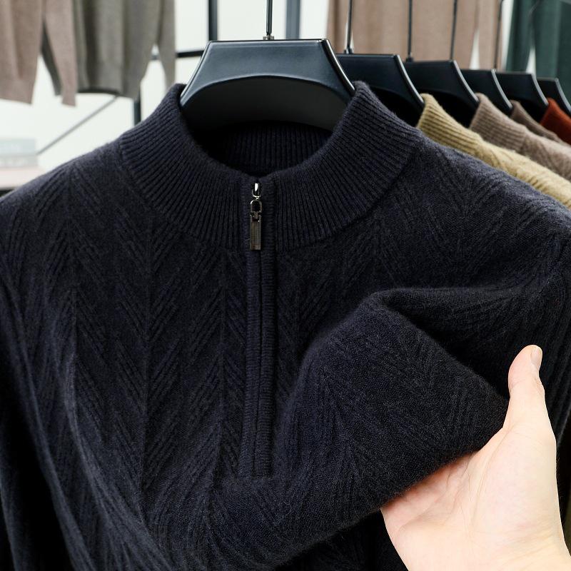 100% Wool Men s Winter Sweater 2025: Versatile, Casual, Comfortable, Warm Base Layer Knitwear XL